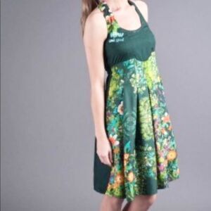 NEW Desigual Amy green floral print mini dress S